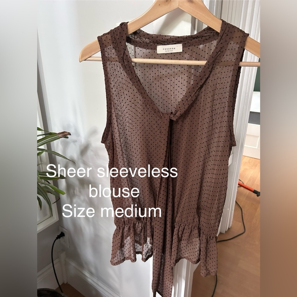 Sheer Brown Sleeveless Blouse